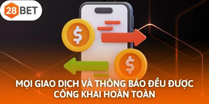Mọi giao dịch và thông báo đều được công khai hoàn toàn